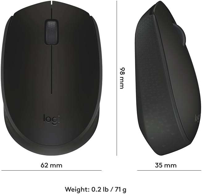 Logitech M170 Wireless Mouse for PC, Mac, Laptop, 2.4 GHz with USB Mini Receiver, Optical Tracking, 12-Months Battery Life, Ambidextrous - Black - Image 8