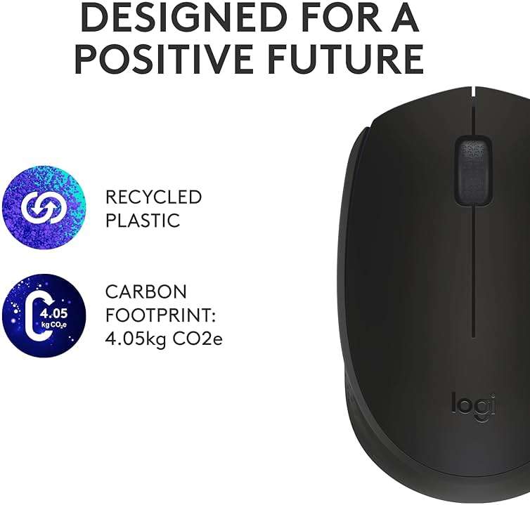 Logitech M170 Wireless Mouse for PC, Mac, Laptop, 2.4 GHz with USB Mini Receiver, Optical Tracking, 12-Months Battery Life, Ambidextrous - Black - Image 9