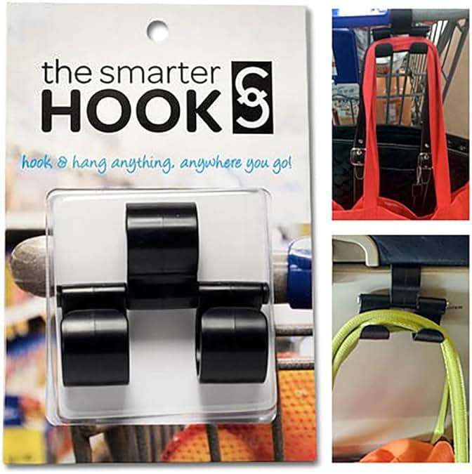 The Smarter Hook Black - Strong, Durable, and Lightweight Innovative Multi-Use Hook for Diaper Bags, Backpacks, Purses, Grocery Bags; Use on Baby Strollers, Shopping Carts, Walkers, Chairs - Image 3