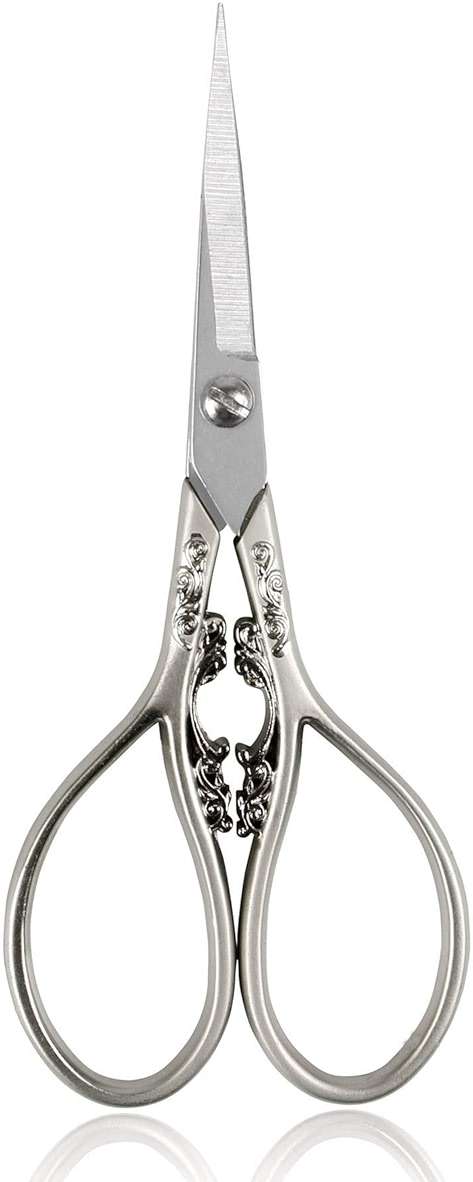 BIHRTC 4.33 Inches Vintage European Style Stainless Steel Auspicious Clouds Scissors for Needlework, Embroidery, Sewing, Craft, Art Work & Everyday Use (Light Grey) - Image 1