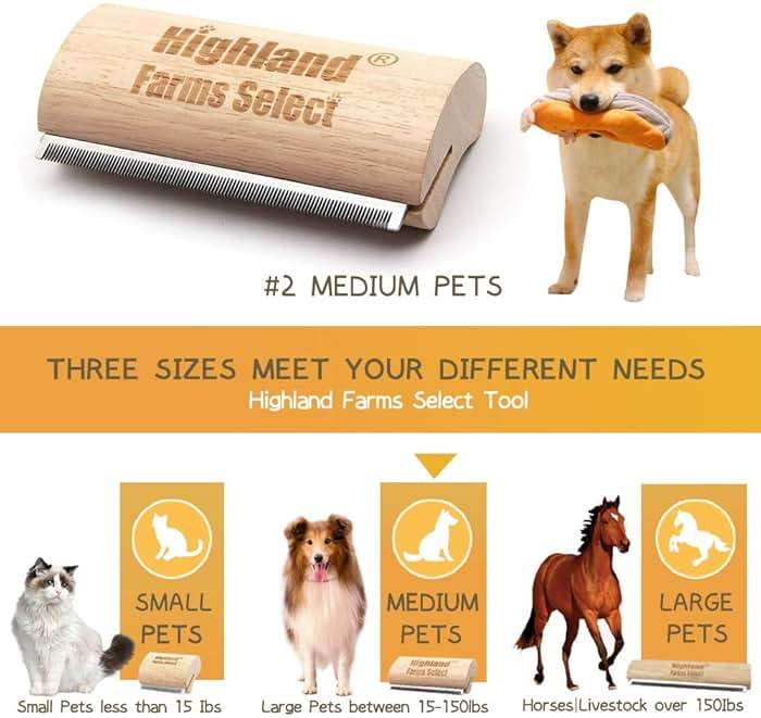 Deshedding Grooming Tool for Dogs, Cats & Horses, Ergonomic Design Wood Groom Brush, Professional Pet Groomer, Painlessly Remove for Short & Long Hair, Fur & Dirt - 5 Inches - Image 3