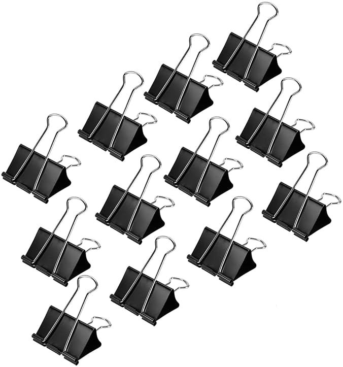 Amazon Basics Sturdy Binder Clips, Office Supplies, Small 0.75 in, Document Organizing, School Supplies, Black, 144 Count - Product Image