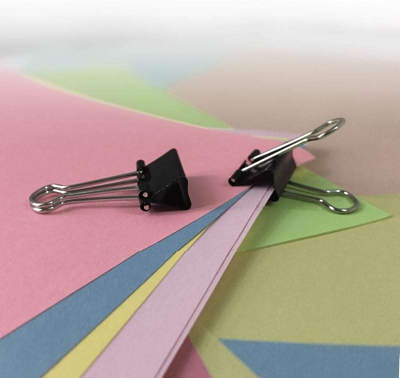 Amazon Basics Sturdy Binder Clips, Office Supplies, Small 0.75 in, Document Organizing, School Supplies, Black, 144 Count - Image 2