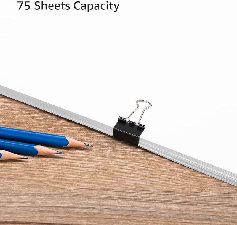 Amazon Basics Sturdy Binder Clips, Office Supplies, Small 0.75 in, Document Organizing, School Supplies, Black, 144 Count - Image 6