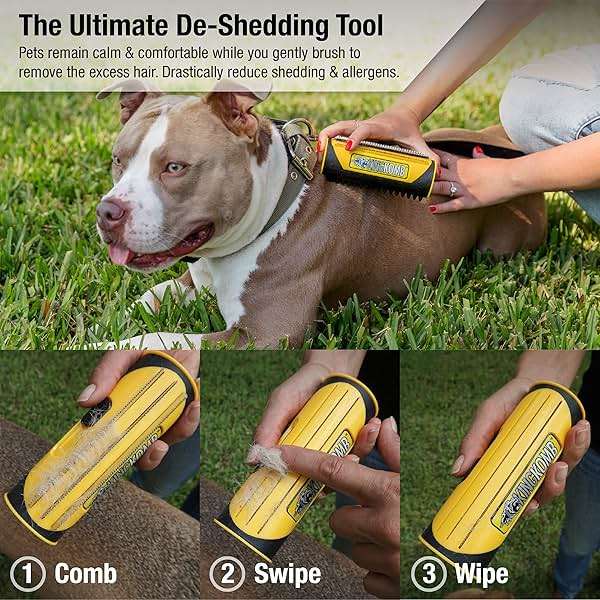 King Kanine Deshedding Dog Brush - Self Cleaning Deshedding Brush for Cats Dogs and Horses - Pet Comb for Grooming and Removing Loose Hair - Designed for Short to Medium Coats of All Stages - Image 4