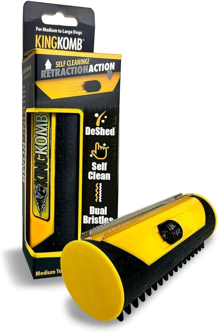 King Kanine Deshedding Dog Brush - Self Cleaning Deshedding Brush for Cats Dogs and Horses - Pet Comb for Grooming and Removing Loose Hair - Designed for Short to Medium Coats of All Stages - Image 9