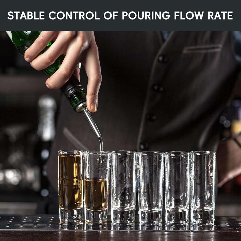 AOZITA 12 Pack Classic Bottle Pourers, Stainless Steel Liquor Pour Spouts Tapered Spout - Liquor Pourers with Rubber Dust Caps for Alcohol, Olive Oil,Bar Bartender Accessories - Image 5