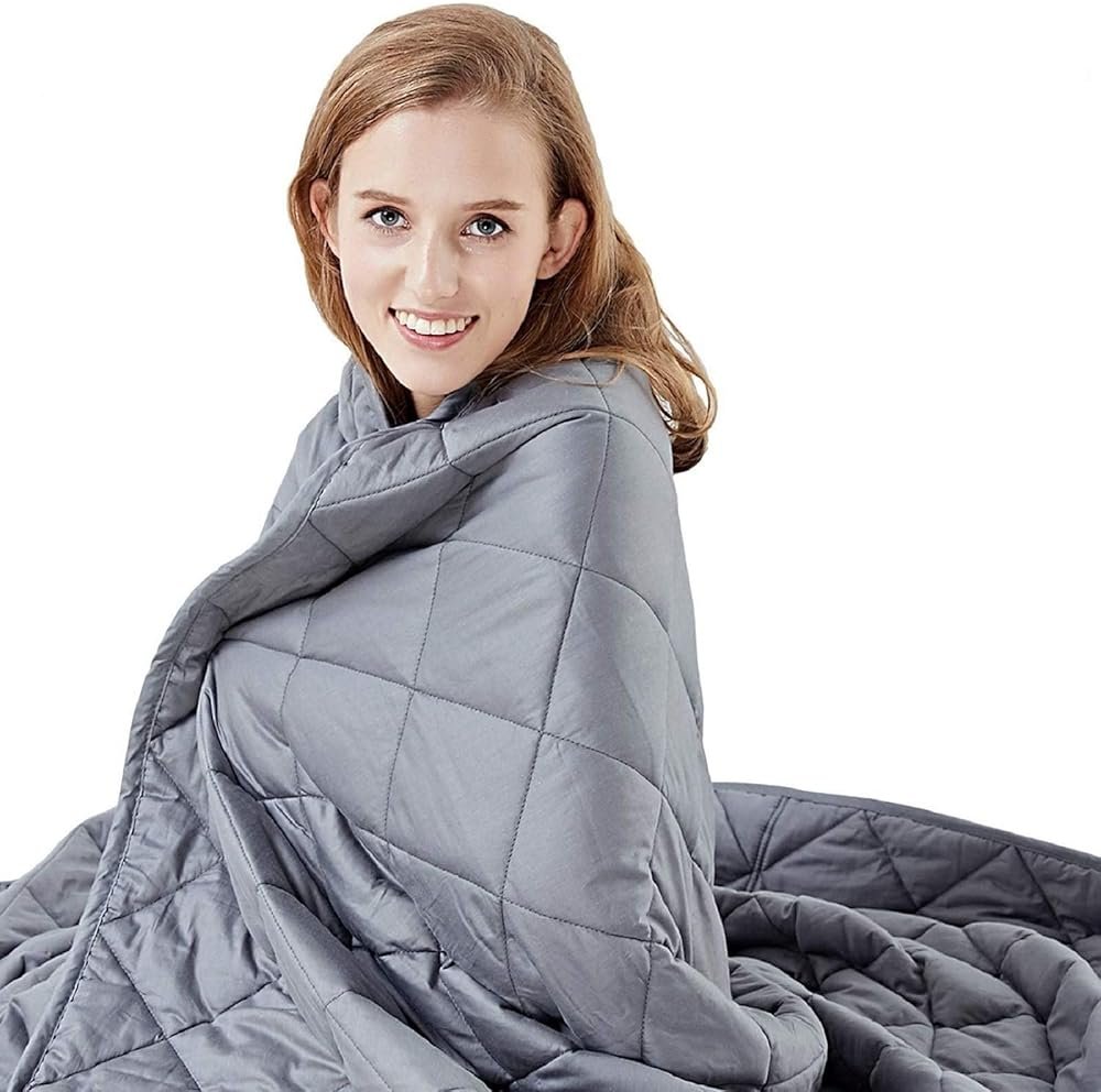 HYPNOSER Weighted Blanket Twin Size (15 lbs 48"x72") for Kids and Adults | Heavy Blanket for Better Sleep, Fits Twin or Full Size Beds (Dark Grey) - Product Image