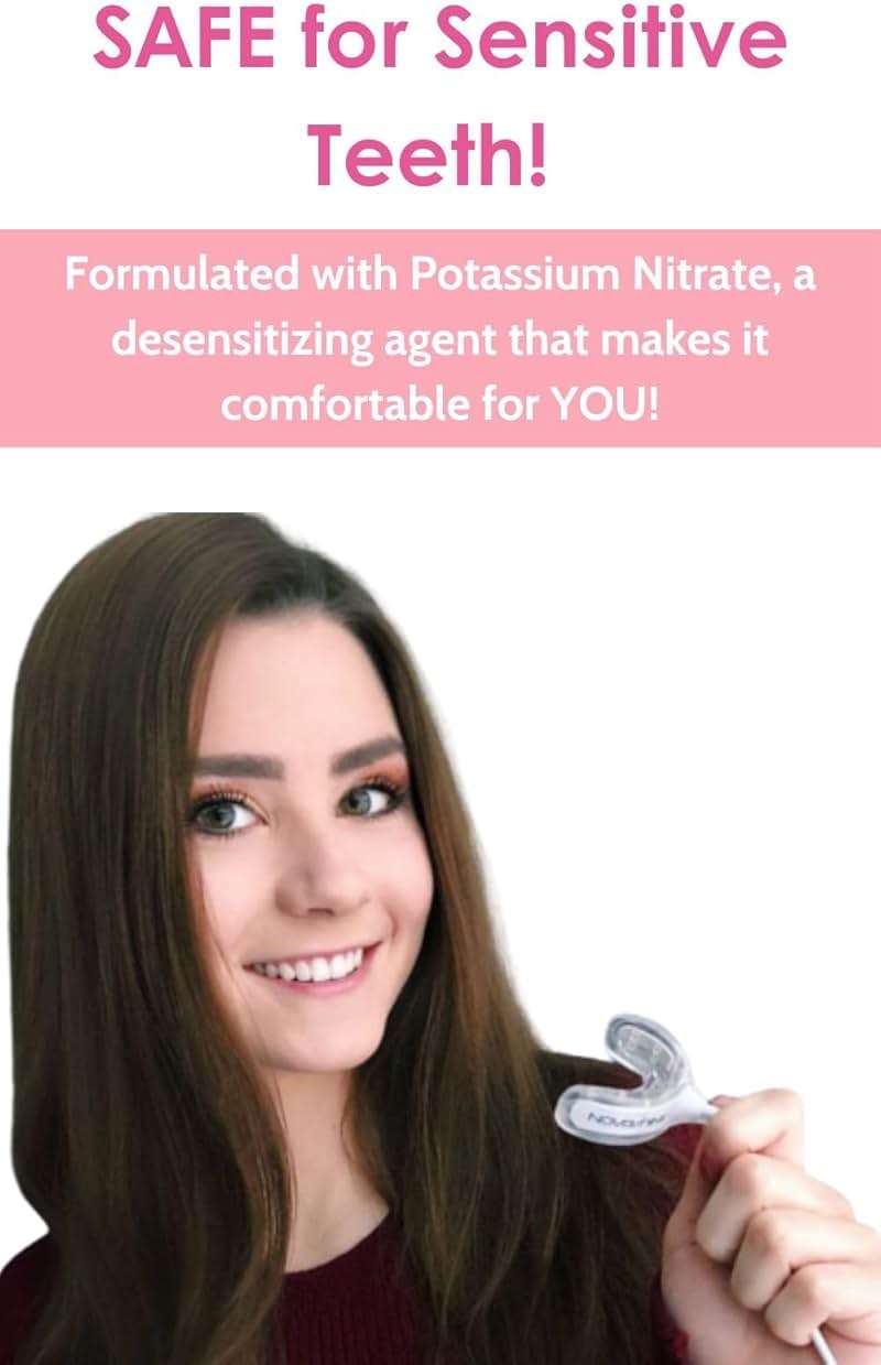 Novashine Professional Teeth Whitening Kit: Advanced Blue LED Light, Concentrated Peroxide Gel, Smartphone Adapter, Travel Bag - Image 4