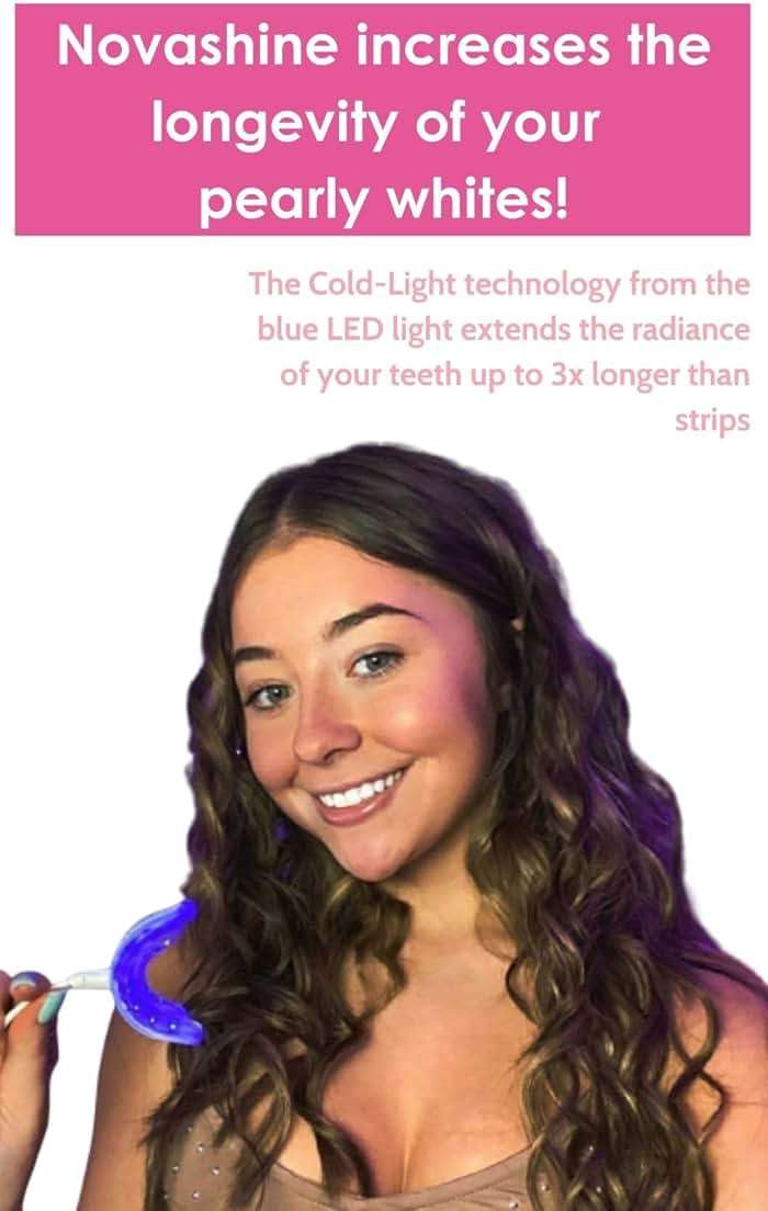 Novashine Professional Teeth Whitening Kit: Advanced Blue LED Light, Concentrated Peroxide Gel, Smartphone Adapter, Travel Bag - Image 6