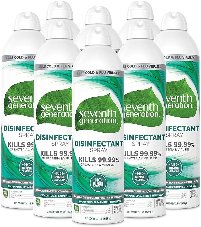 Seventh Generation Disinfecting Spray Cleaner Eucalyptus and Thyme Disinfectant 13.9 oz, Pack of 8 - Product Image