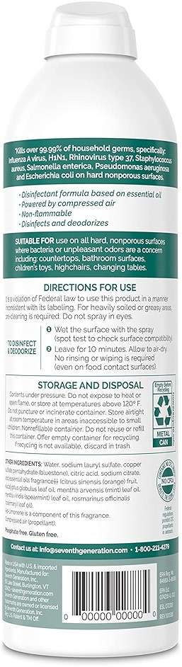 Seventh Generation Disinfecting Spray Cleaner Eucalyptus and Thyme Disinfectant 13.9 oz, Pack of 8 - Image 2