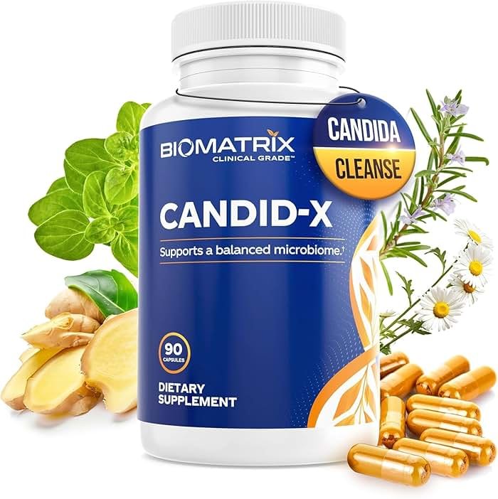 BioMatrix Candida Cleanse, Gut Health Supplement with Berberine, Oregano, Sodium Caprylate, Chamomile, Ginger, PAU D'arco | Candid-X, 90 Capsules - Product Image