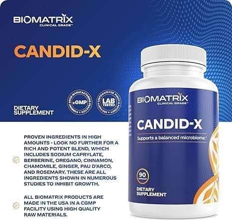 BioMatrix Candida Cleanse, Gut Health Supplement with Berberine, Oregano, Sodium Caprylate, Chamomile, Ginger, PAU D'arco | Candid-X, 90 Capsules - Image 2