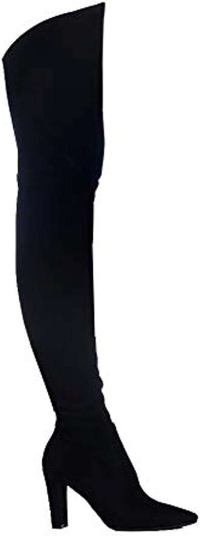 Shoe'N Tale Women Stretch Suede Chunky Heel Over The Knee Boots Thigh High for Women - Image 5