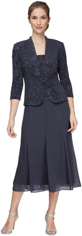 Alex Evenings Women's Tea Length Jacket Dress, Perfect for Weddings, Formal Events (Petite and Regular Sizes) - Image 1