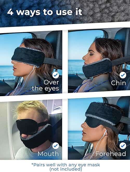 SeatSleeper Travel Pillow Alternative Stops Bobbing | Airplane Head Straps and Car Support Band | Great on Travel Upright | Super Comfy Neck Support | Small & Compact - Image 3