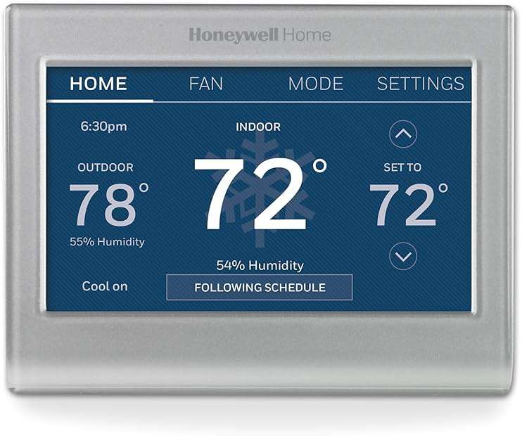 Honeywell Home RTH9585WF1004 Wi-Fi Smart Color Thermostat, 7 Day Programmable, Touch Screen, Energy Star, Alexa Ready, Gray - Image 1