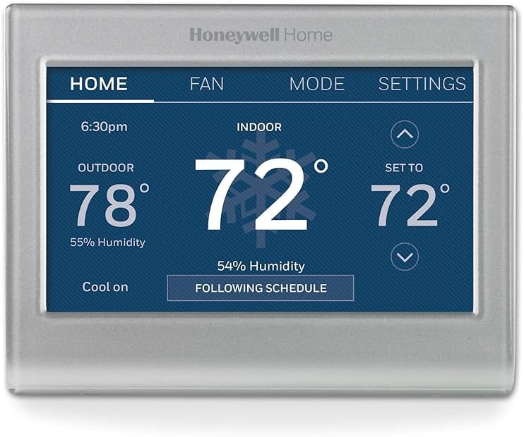 Honeywell Home RTH9585WF1004 Wi-Fi Smart Color Thermostat, 7 Day Programmable, Touch Screen, Energy Star, Alexa Ready, Gray - Product Image