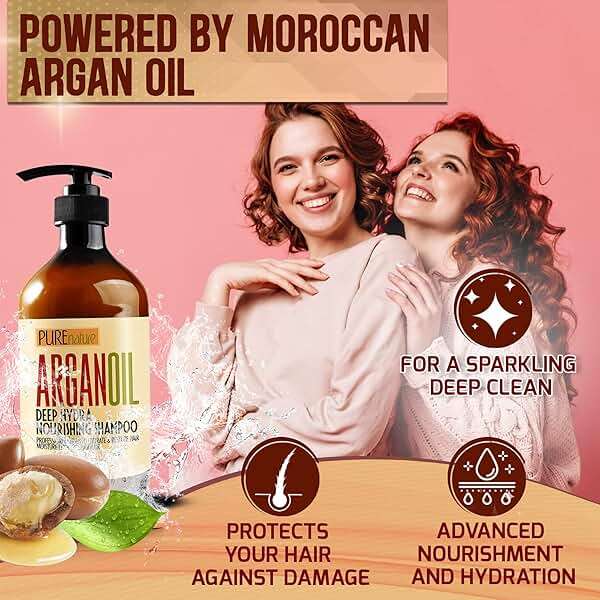 Moroccan Argan Oil Shampoo - Sulfate SLS Paraben Free Moisturizing Treatment for Women and Men - For All Types Including Curly, Dry, Damaged and Oily Hair - Hydrating and Nourishing - Salon Grade - Image 2