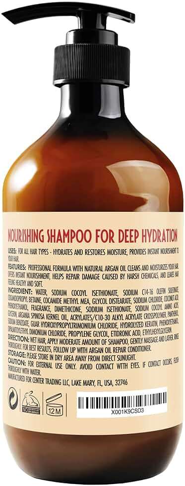 Moroccan Argan Oil Shampoo - Sulfate SLS Paraben Free Moisturizing Treatment for Women and Men - For All Types Including Curly, Dry, Damaged and Oily Hair - Hydrating and Nourishing - Salon Grade - Image 7
