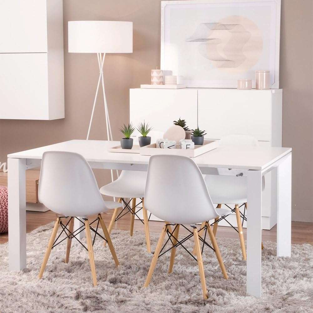 Furmax Modern Style Dining Chair Mid Century Modern DSW Chair, Shell Lounge Plastic Chair for Kitchen, Dining, Bedroom, Living Room Side Chairs Set of 4(White) - Image 2
