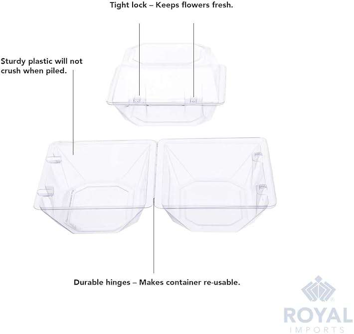 Royal Imports Clear Plastic Flower Box for Corsage, Boutonniere, Rose, Orchid Prom Wedding Craft Container 5x4x3-10 Pack - Image 5