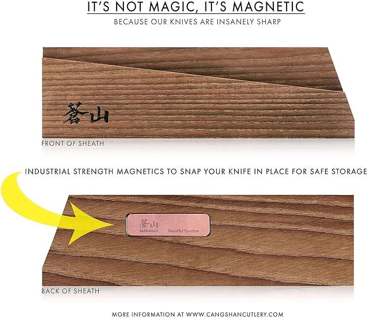 Cangshan 1021561 Solid Ash Wood Magnetic ANCHOR Knife Sheath Only for 5-Inch Tomato/Cheese Knife - Image 5
