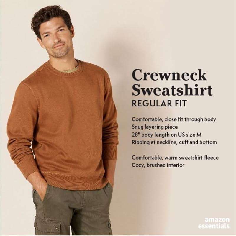 Amazon Essentials mens Fleece Crewneck Sweatshirt (Available in Big & Tall) - Image 2