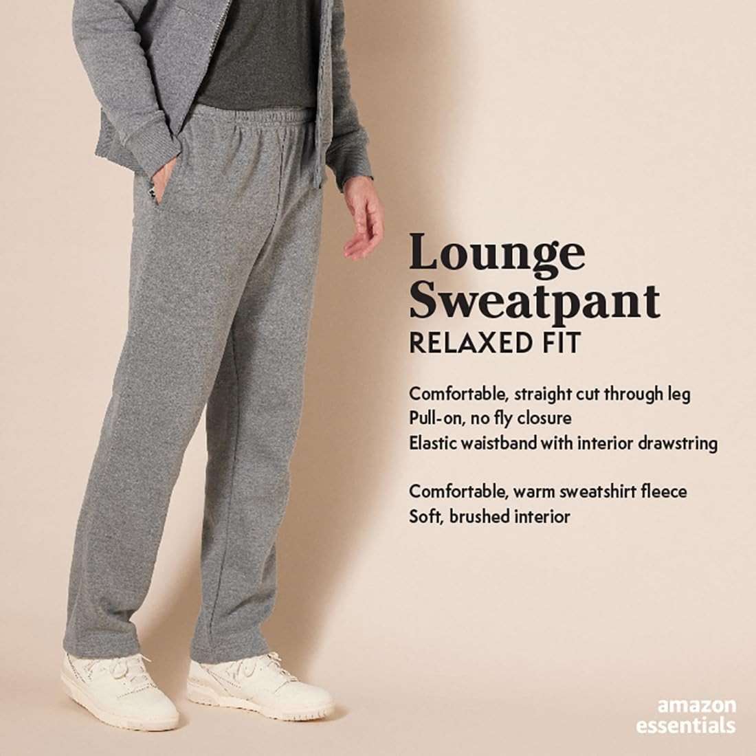 Amazon Essentials Men's Relaxed Straight Leg Fleece Open Bottom Sweatpant (Available in Big & Tall) - Image 2