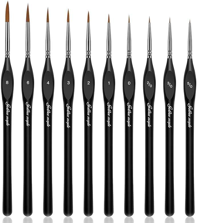 Golden Maple Detail Paint Brushes Set 10pcs Miniature Brushes for Fine Detailing & Art Painting - Acrylic, Watercolor, Oil, Models - Image 1