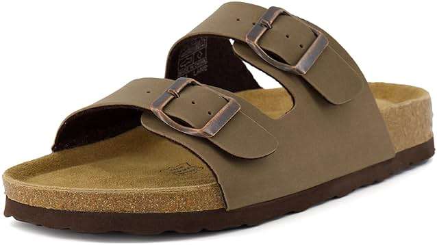 CUSHIONAIRE Lane Cork Footbed Womens Sandals Comfortable Double Buckle Slip On Sandals for Women with Arch Support and Classic Two Strap Design - Image 6