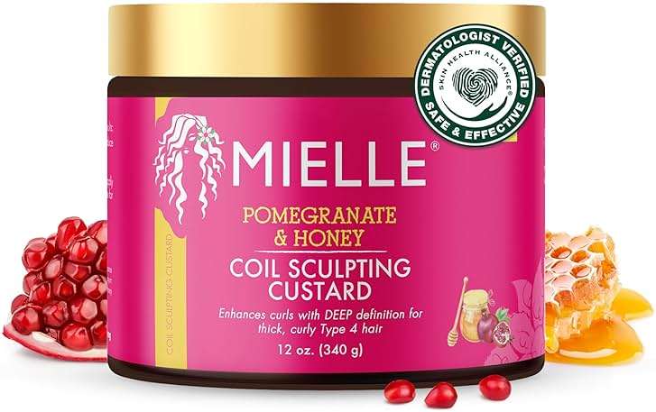 Mielle Organics Pomegranate & Honey Curl Cream - Coil Sculpting Custard for Type 4 Hair - Hydrates, Controls Frizz, Conditions & Adds Shine,12 Fl Oz - Image 1