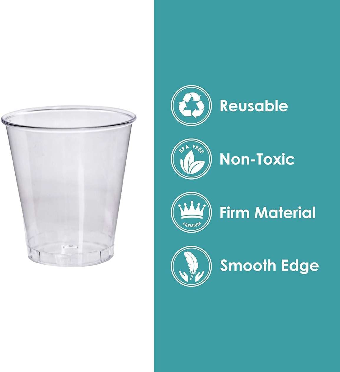 Craft And Party, 1oz 100 pcs Premium Clear Shot Glasses. Disposable Clear Cups for Wine Tasting, Vodka, Whiskey, jelly shot, sample Cups For Party and Gathering. (100, 1oz) - Image 3