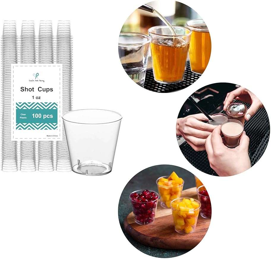 Craft And Party, 1oz 100 pcs Premium Clear Shot Glasses. Disposable Clear Cups for Wine Tasting, Vodka, Whiskey, jelly shot, sample Cups For Party and Gathering. (100, 1oz) - Image 5