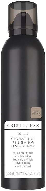 Kristin Ess Hair Refine Signature Finishing Hairspray for Hair Styling - Flexible Hold, Brushable Texture, Style Support for Straight, Textured, Wavy or Curly hair, Vegan, 7.5 oz - Product Image