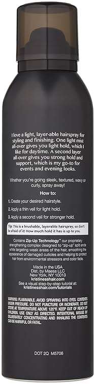 Kristin Ess Hair Refine Signature Finishing Hairspray for Hair Styling - Flexible Hold, Brushable Texture, Style Support for Straight, Textured, Wavy or Curly hair, Vegan, 7.5 oz - Image 2