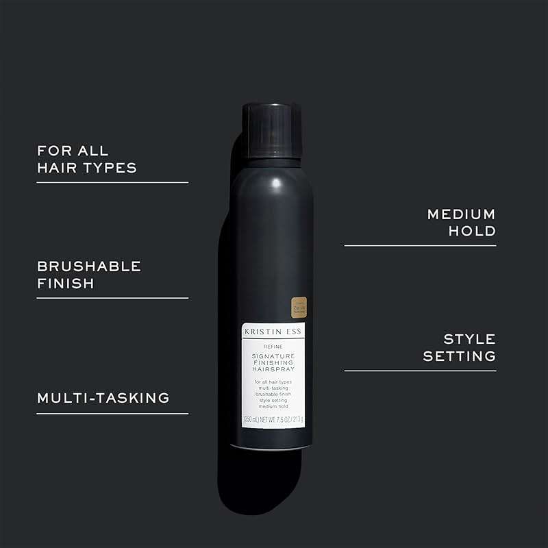 Kristin Ess Hair Refine Signature Finishing Hairspray for Hair Styling - Flexible Hold, Brushable Texture, Style Support for Straight, Textured, Wavy or Curly hair, Vegan, 7.5 oz - Image 4