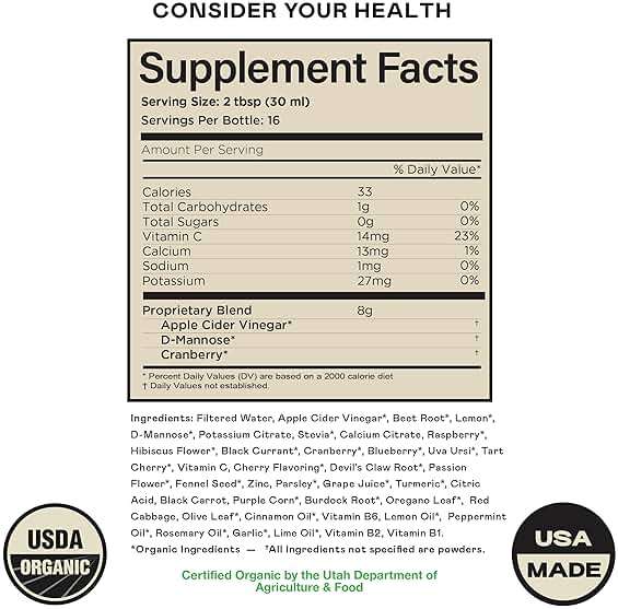 Complete Natural Urinary Tract Complete 8oz - Liquid Supplement for Urinary Tract Health with Organic Cranberry, D-Mannose, Beet Root, Fennel Seed, and Turmeric - Image 2