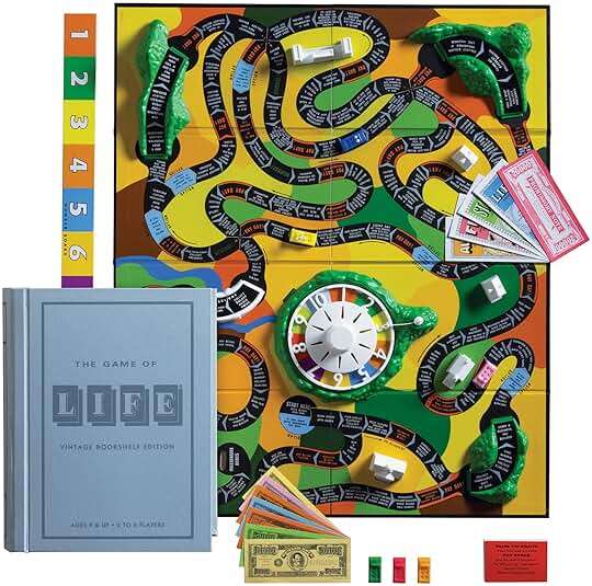 WS Game Company The Game of Life Vintage Bookshelf Edition Board Game Fabric-Wrapped Book Box, 1960-Inspired Gameplay, Collectible Classic for 2-6 Players, Ages 9+ - Image 1