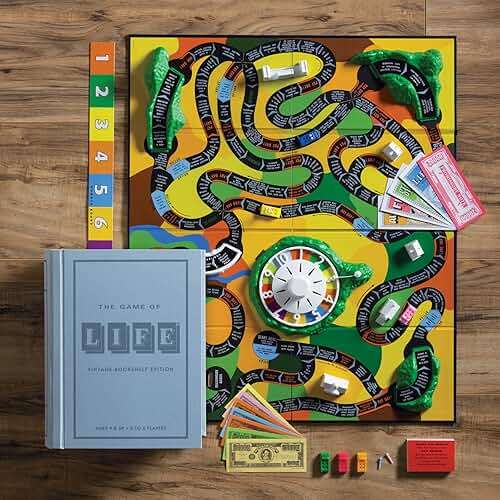 WS Game Company The Game of Life Vintage Bookshelf Edition Board Game Fabric-Wrapped Book Box, 1960-Inspired Gameplay, Collectible Classic for 2-6 Players, Ages 9+ - Image 2