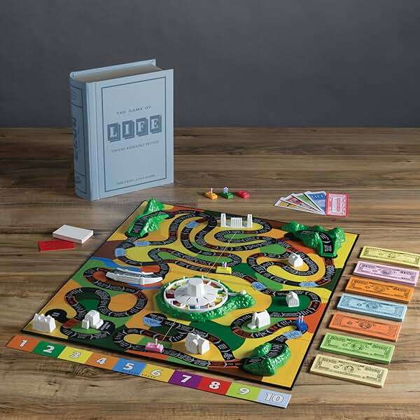WS Game Company The Game of Life Vintage Bookshelf Edition Board Game Fabric-Wrapped Book Box, 1960-Inspired Gameplay, Collectible Classic for 2-6 Players, Ages 9+ - Image 4