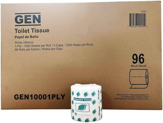 Small Roll Bath Tissue, Septic Safe, 1-Ply, White, 1,000 Sheets/Roll, 96 Rolls/Carton - Product Image