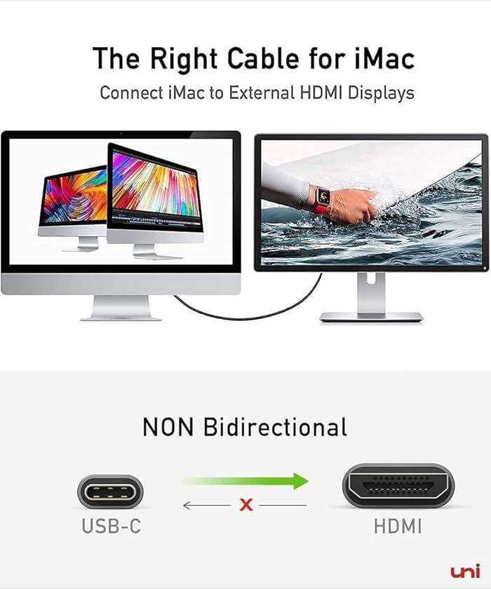 uni USB C to HDMI Cable for Home Office 6ft (4K@60Hz), USB Type C to HDMI Cable, Thunderbolt 4/3 Compatible with iPhone 15 Pro/Max, MacBook Pro/Air 2023, iPad Pro, Surface Book 2, Galaxy S24 - Image 8