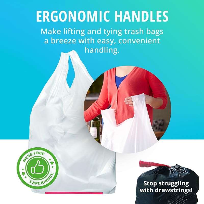 Hippo Sak - Plant Based Tall Kitchen Garbage Bags with Ergonomic Handles - 13 Gallon Trash Bags - Recyclable & Eco Friendly - Super Strong and Leak Proof Tall Kitchen Trash Bags (90 Count) - Image 3