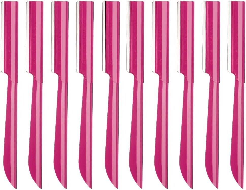 Eyebrow Trimmer, Completely Stainless Steel Eyebrow Razor Shaper for Men and Women, Grooming Shavers(10 pcs/box) - Product Image