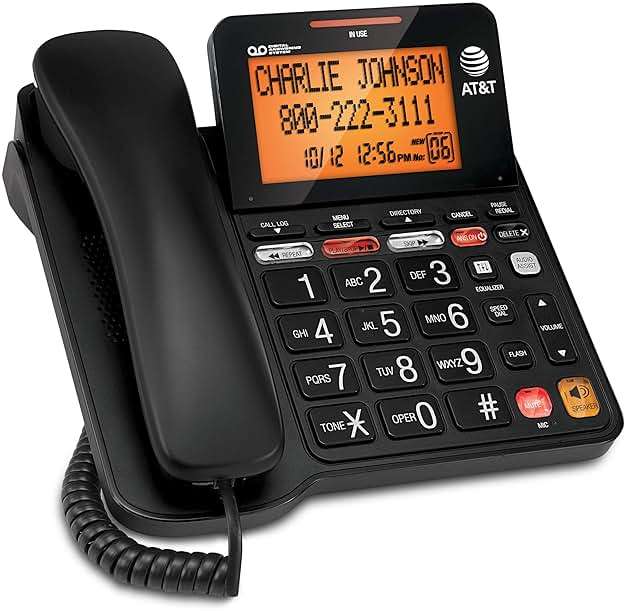 AT&T CD4930 Corded Phone with Digital Answering System and Caller ID, Extra-Large Tilt Display & Buttons, Black - Image 1