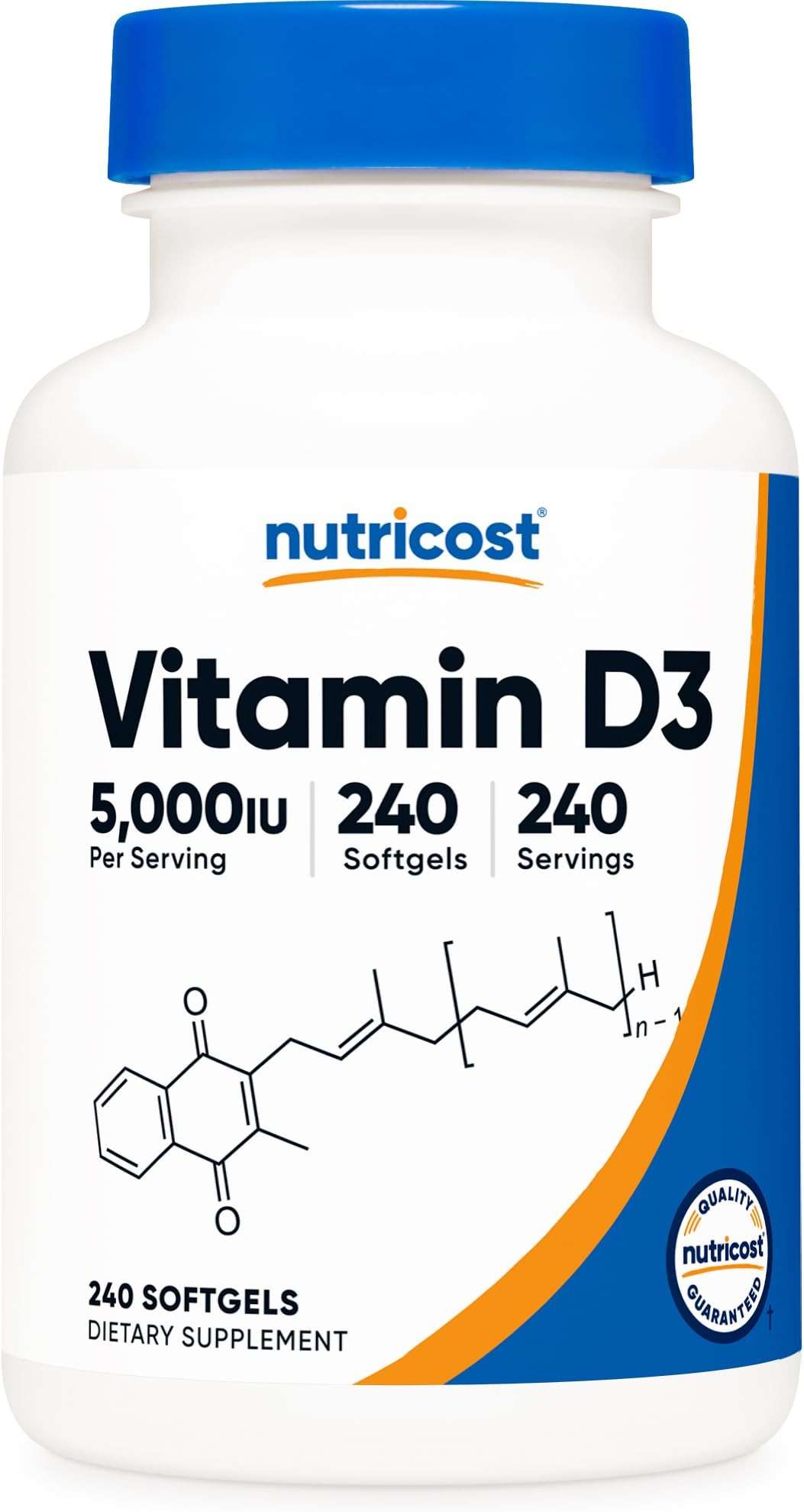 Nutricost Vitamin D3 5,000 IU (125mcg), 240 Softgels - Non-GMO and Gluten Free Vitamin D - Image 1