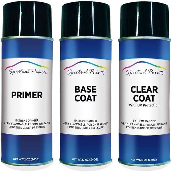 Spectral Paints Compatible/Replacement for Ford UH Tuxedo Black Metallic 12 oz. Aerosol Primer Spray Paint and Clear Coat - Image 1