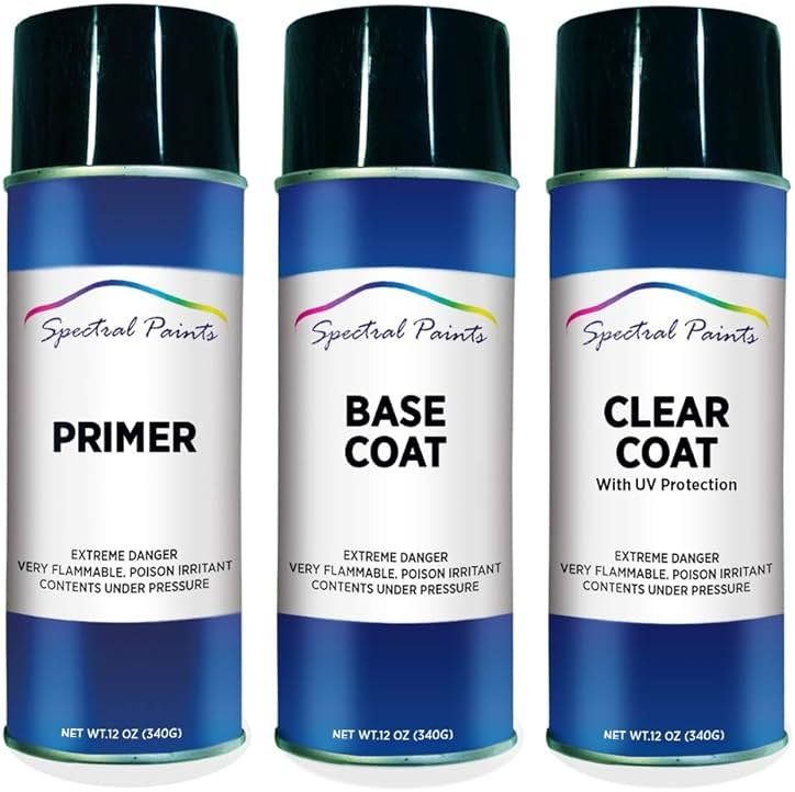 Spectral Paints Compatible/Replacement for Ford UH Tuxedo Black Metallic 12 oz. Aerosol Primer Spray Paint and Clear Coat - Product Image